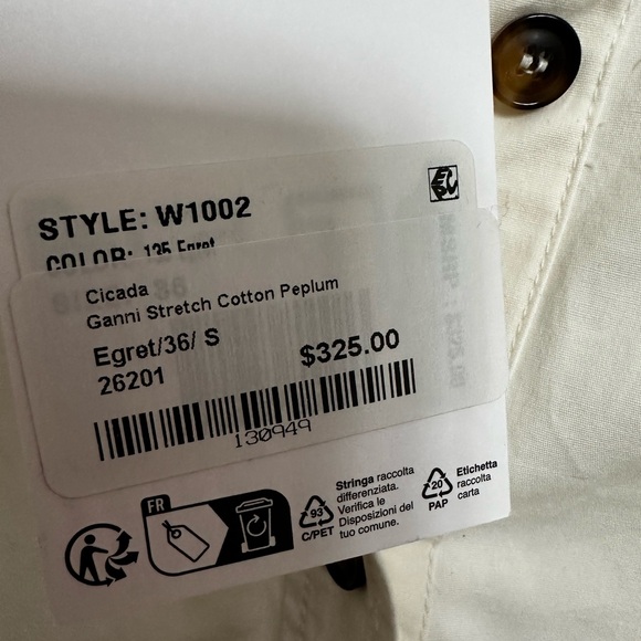 Ganni Egret Button-Up Peplum Blouse - Picture 5 of 7